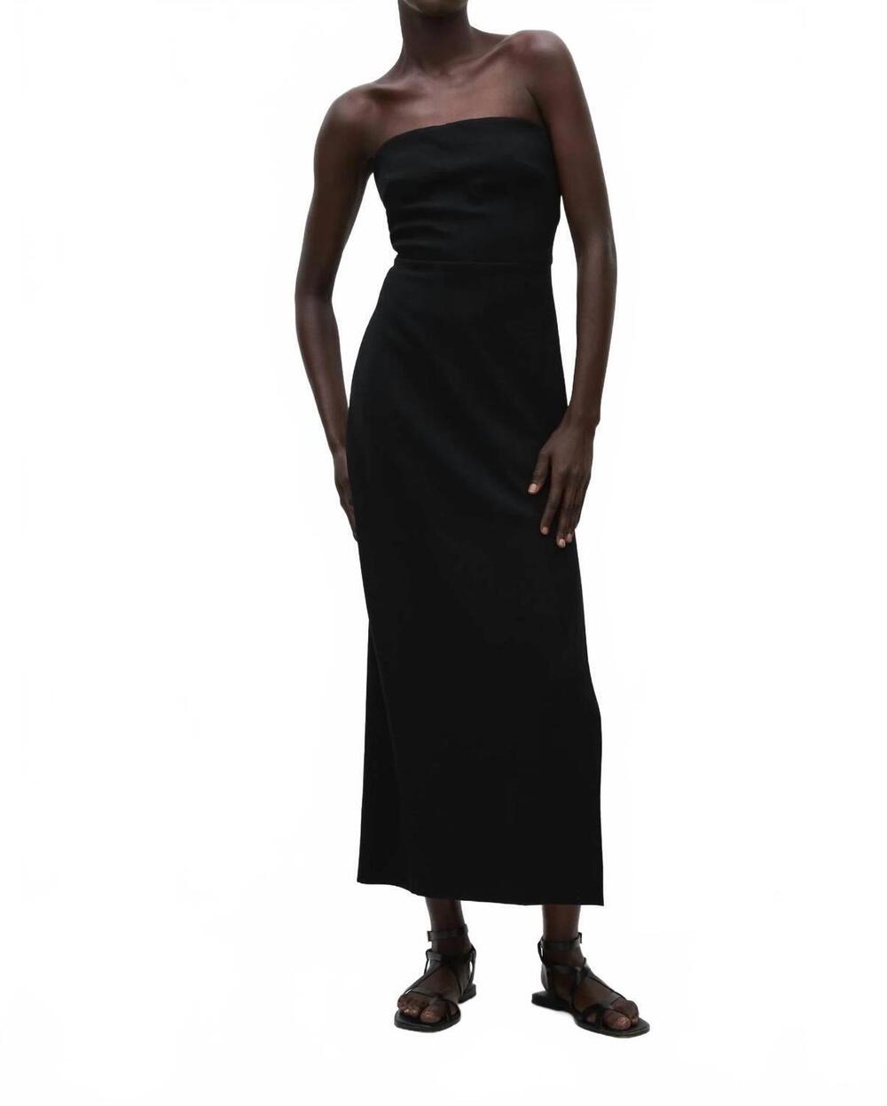 NEW MATTEAU pre-loved crepe strapless dress in black